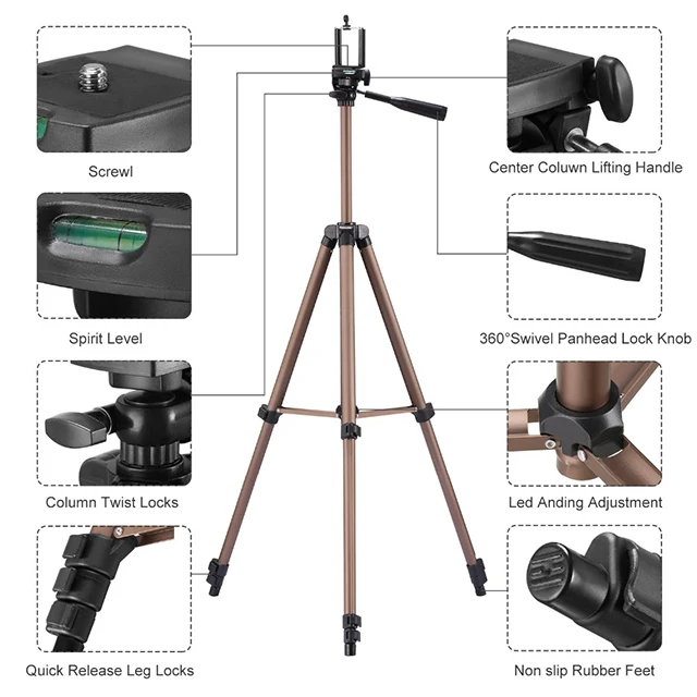 16.5 - 50 Inches Aluminum Lightweight 3130 Adjustable Foldable tripod tube locking camara web con tripode for YouTube Facebook L