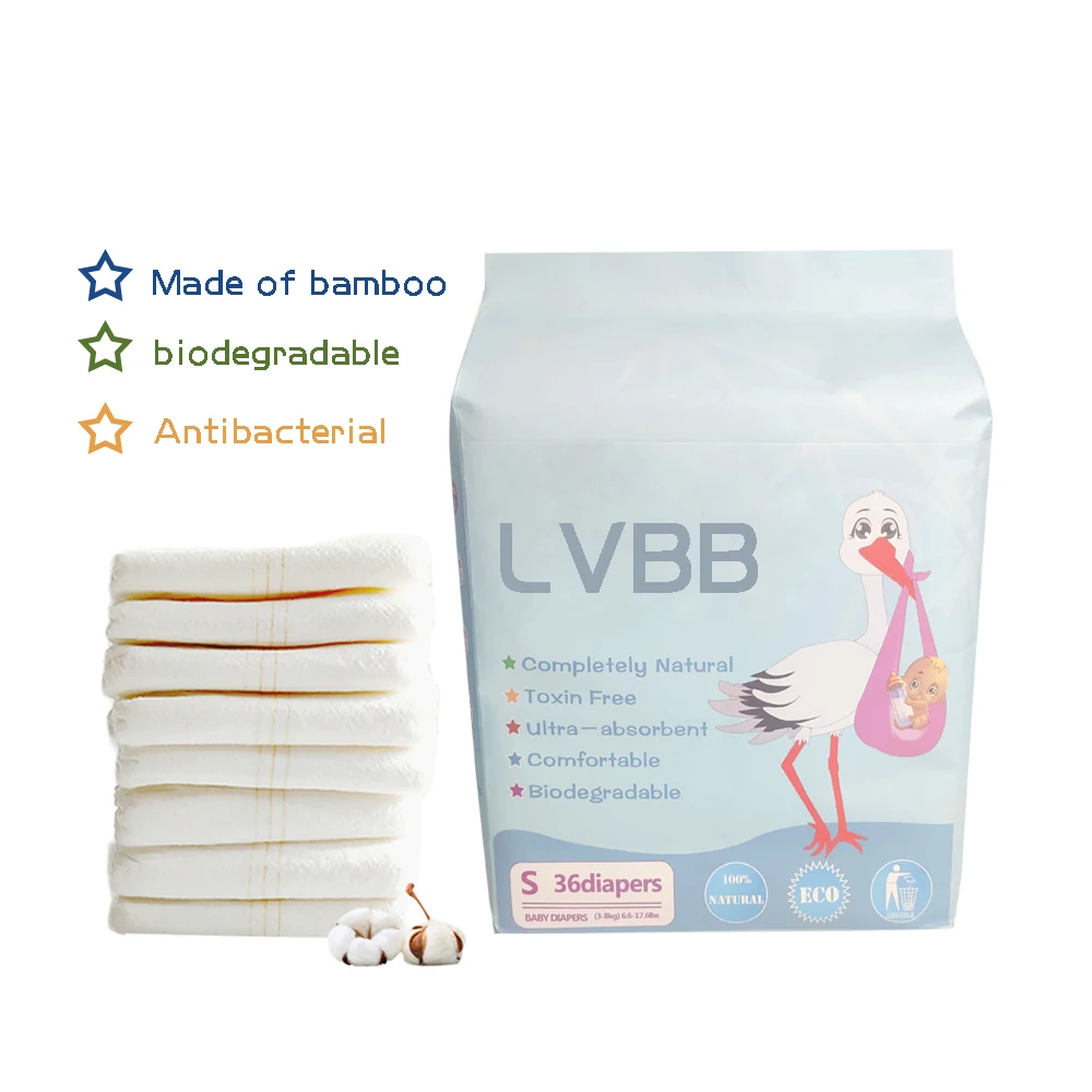 High quality SAP and super absorbing 100% biodegradable bamboo nonwoven overnight disposable baby infant nappy diapers