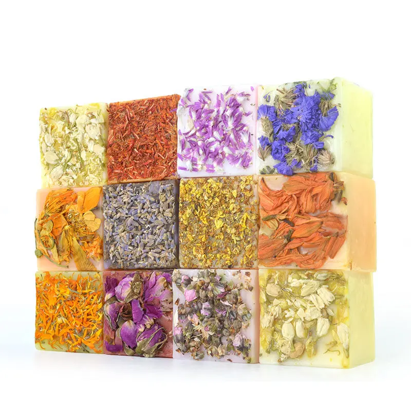 OEM wholesale manufacturing face whitening cleaning bath toilet soap DIY Rose Jasmine Handmade flowers Soap