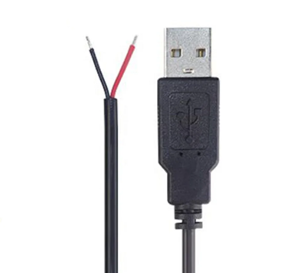Manufacturers customize 22AWG USB 2.0 cable Male to Pigtail wire end open 2 cores with tinned cable