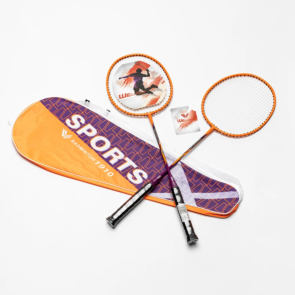 Trusted Manufacturer wholesale 2packs 14lbs onepiece badminton racket steel shaft badminton racquet shuttle racket