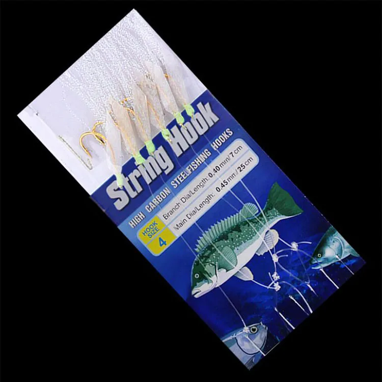 NEW 8-19# 6pcs Sabiki Rig Hook Fishing Rigs Bait Lures Freshwater Saltwater Sea Hooks