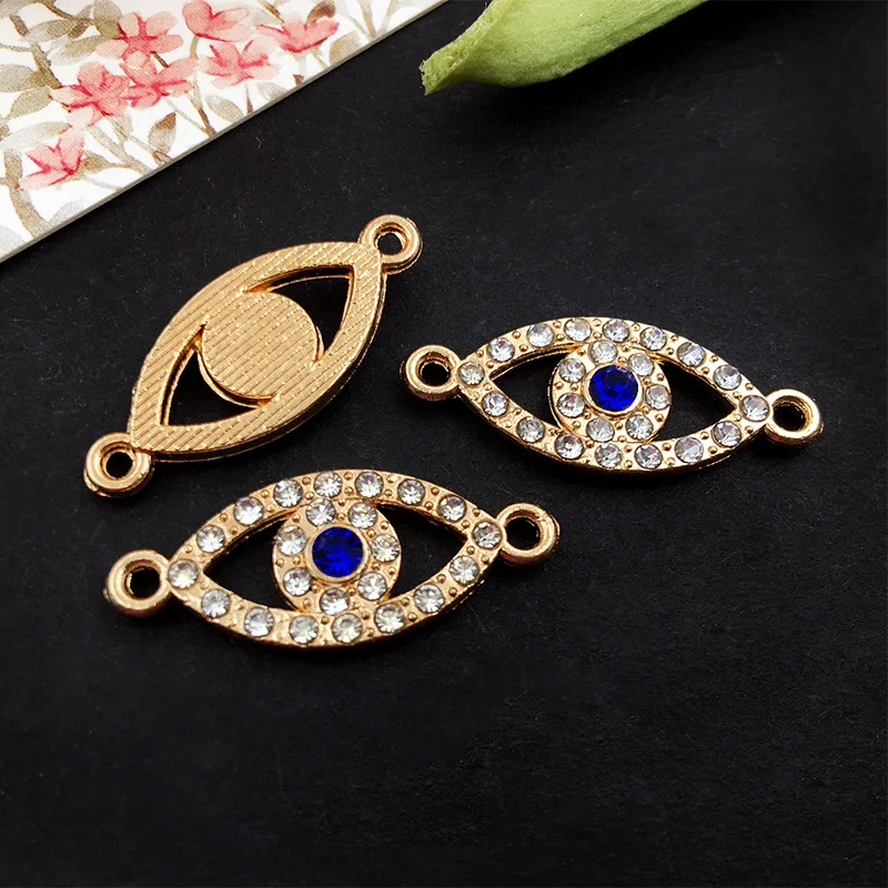 Wholesale Cubic Zirconia Devil Eye Charm Alloy Hamsa Hand Charm Pendant for Necklace Bracelet Making