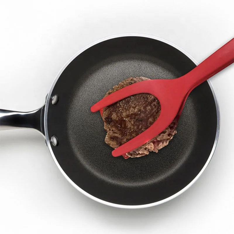 2 In 1 Silicone Fried Egg Clip Flip Pancake Egg Meat Spatula Clip Kitchen Cooking Tools