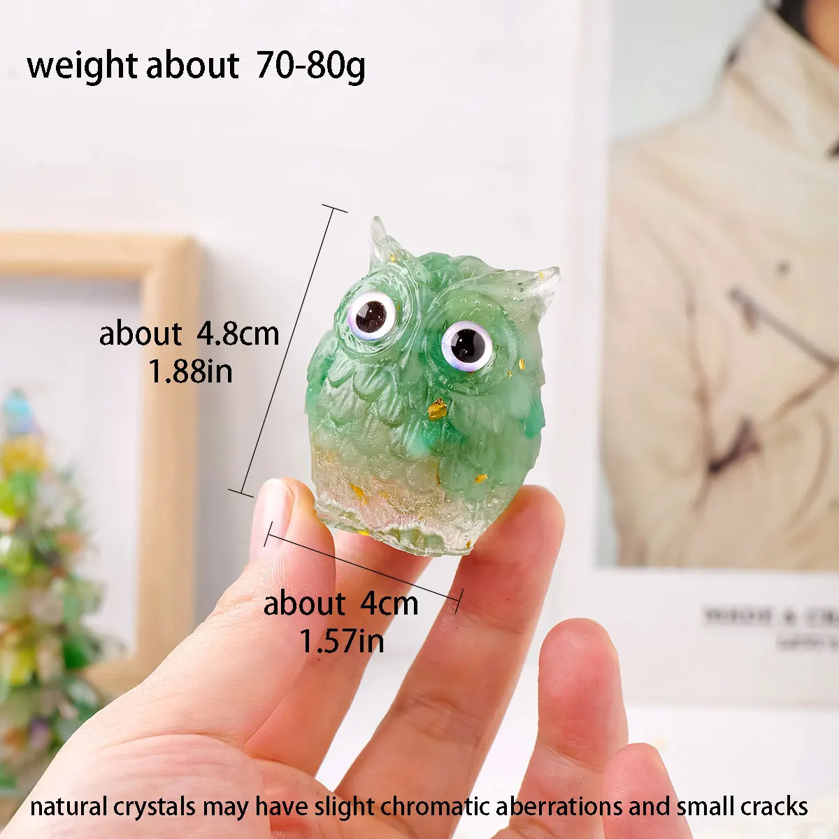 Factory Custom Natural Crush Stone Mix Resin Crystals Owl High Quality Healing Stone Crystal Owl Ornaments