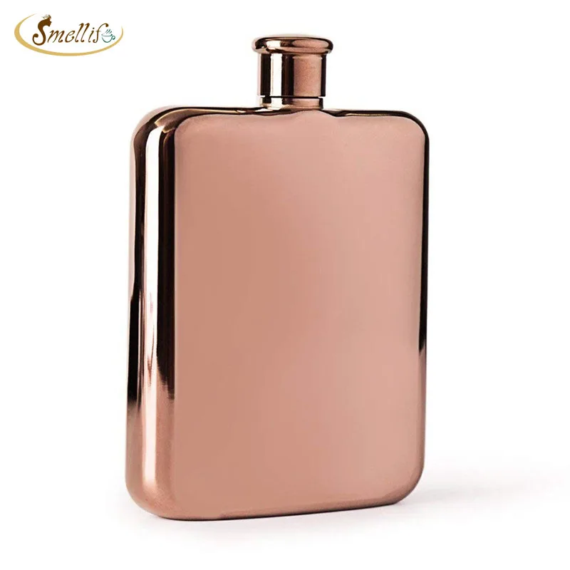 Wholesale 6oz  Rose Gold Portable Pocket Square 304 Stainless Steel Whiskey Liquor Hip Flasks