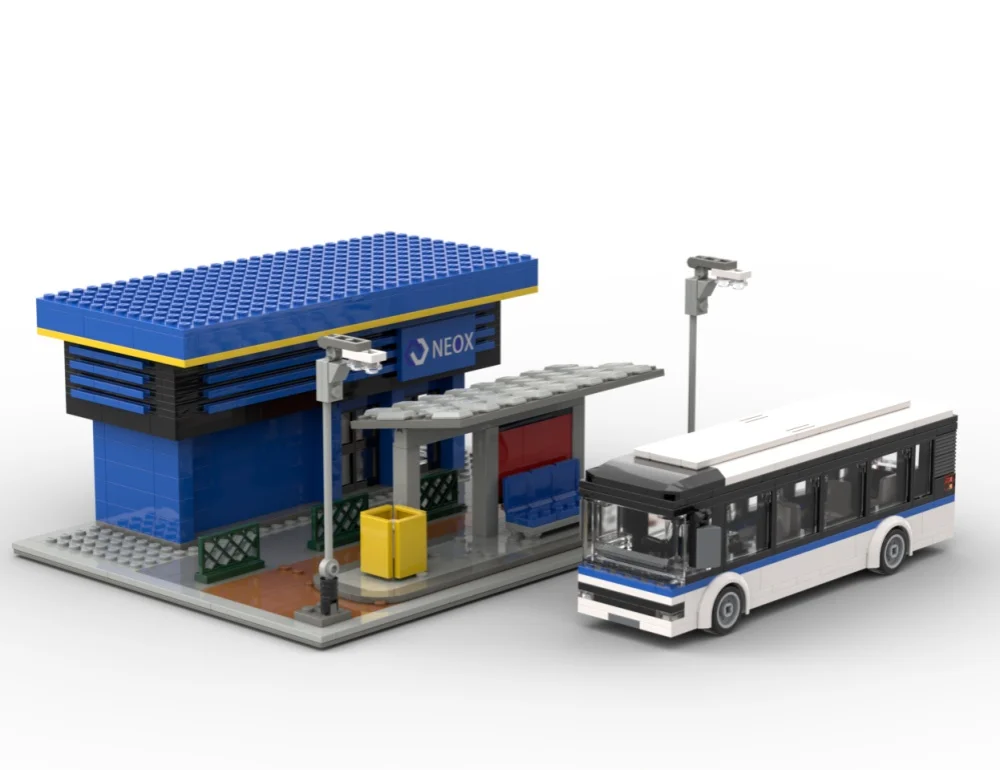 Newly Released  Custom Street View Building Block  Sets  Bus Statiop 3D DIY Corporate custom house model