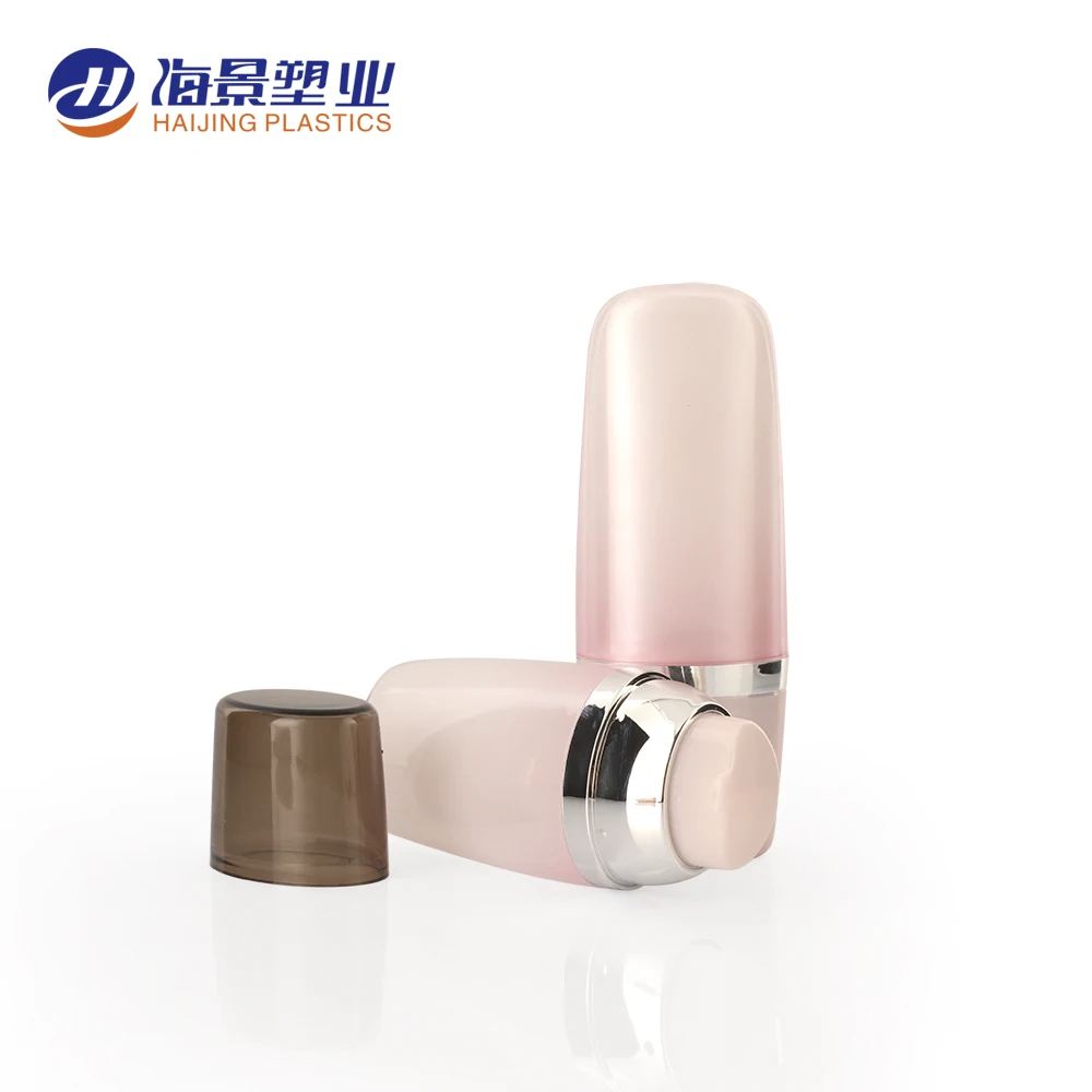 Luxury Pink Cosmetic Airless Bottle BB Sunshine Cream Bottle Empty Acrylic Plastic 15 Ml 30 Ml 50 Ml Screen Printing ABS Haijing