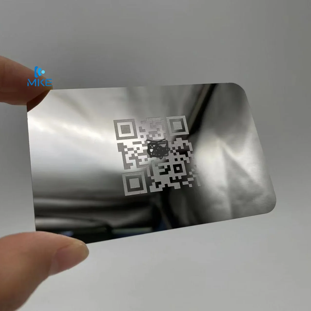 Custom silver mirror qr code nfc stainless steel metal nfc cards