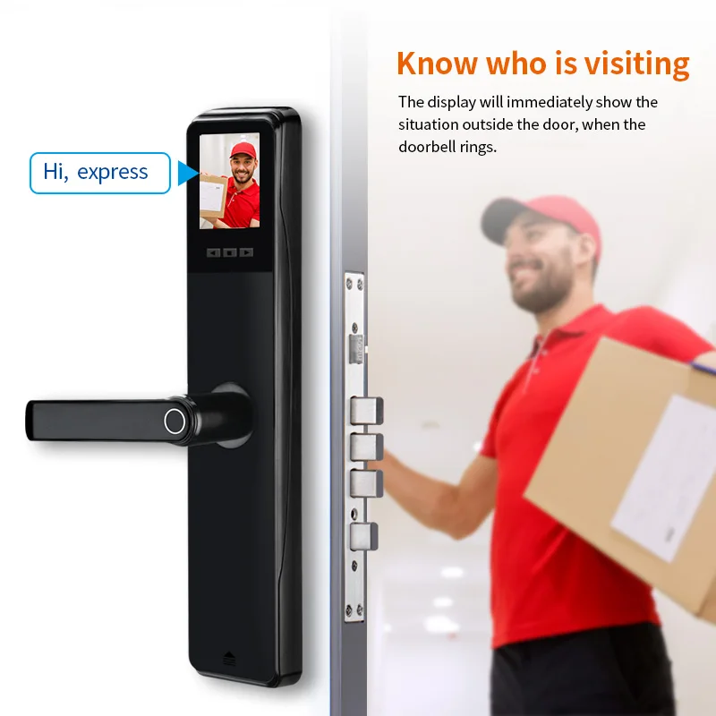  Оптовая продажа Безопасный электронный автоматический Tuya App умный дверной замок с камерой