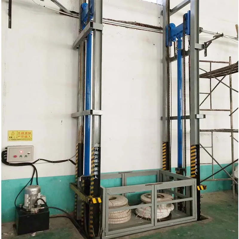  Cheap one story lift 1.5 ton warehouse mini hydraulic electric wall fixed outdoor vertical pallet platform for