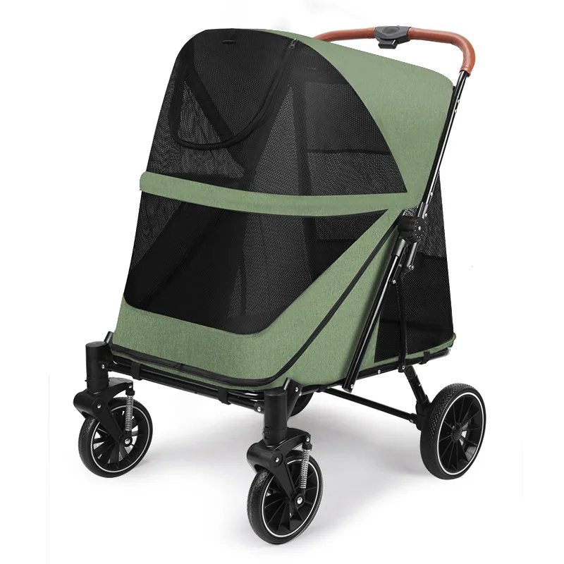 Large space senior disabled cat dog foldable medium and large pet stroller