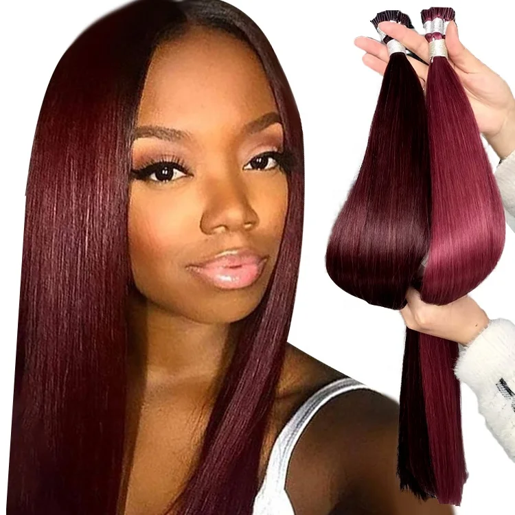Top Selling Products All Colors Remy Human 18 20 22 Inch 99j afto straight keratin itip Hair Extensions For Salon
