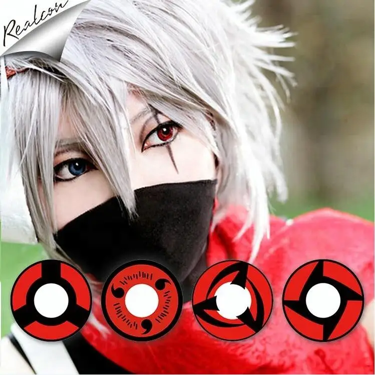  Realcon Halloween Cosplay Crazy Color Contact Lens Sharingan Circle Colored Eye Lenses