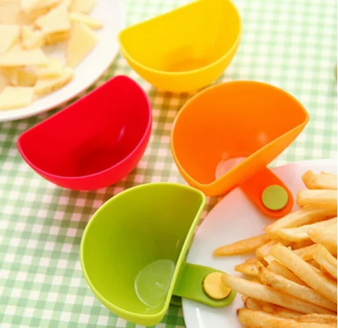 1PCS Assorted Seasoning Sugar Salad Tomato Paste Sauce Dishes Kitchen Clip Bowl Dip Small Clip Seasoning Dish Snack Plate