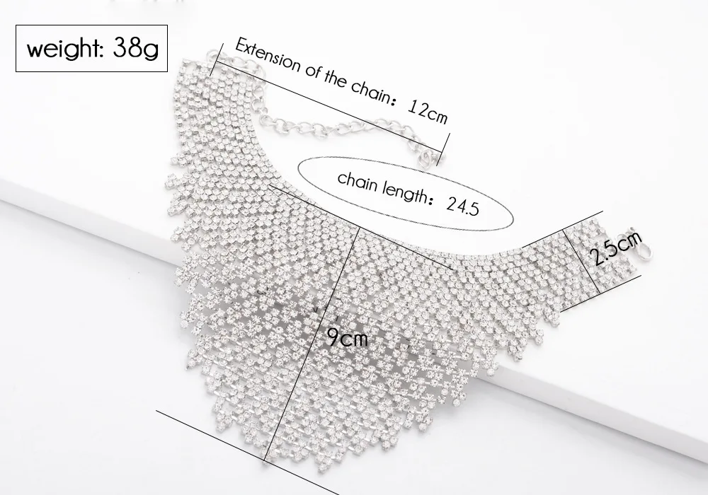 Rhinestone Choker Luxury Statement Wedding Big Tassel Necklace For Women Flower Collier 2019 Fashion Jewellery