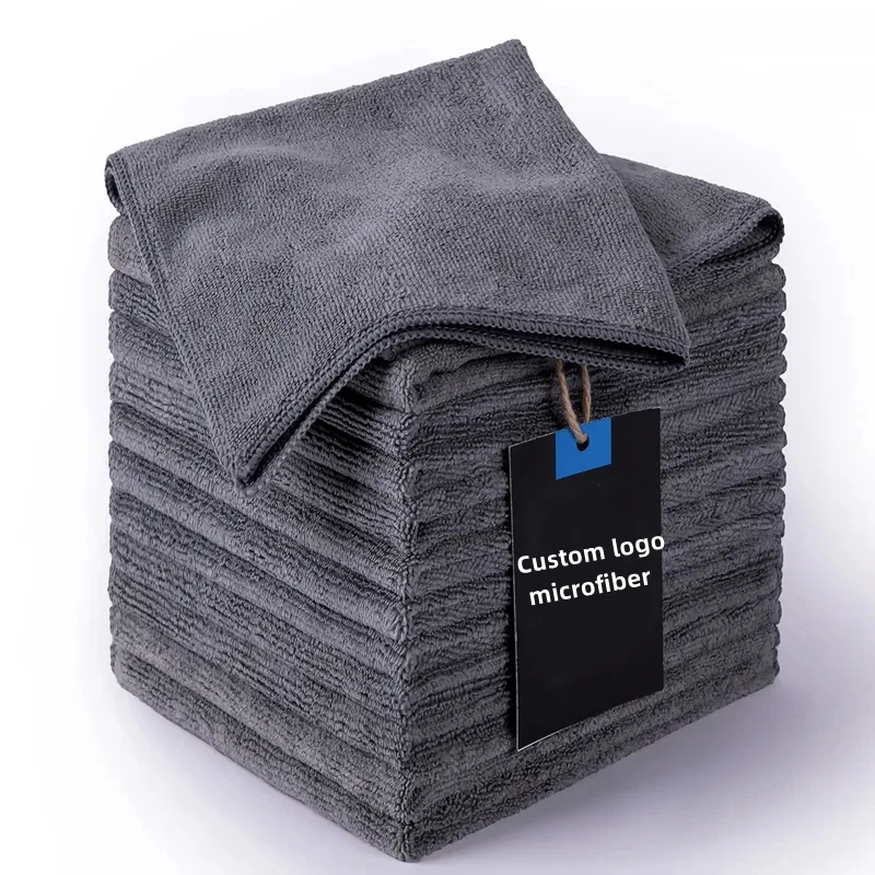 Custom Logo Microfiber Cleaning Cloth Car Detailing 16x16 Bulk Microfiber Twels Car Towel Pack