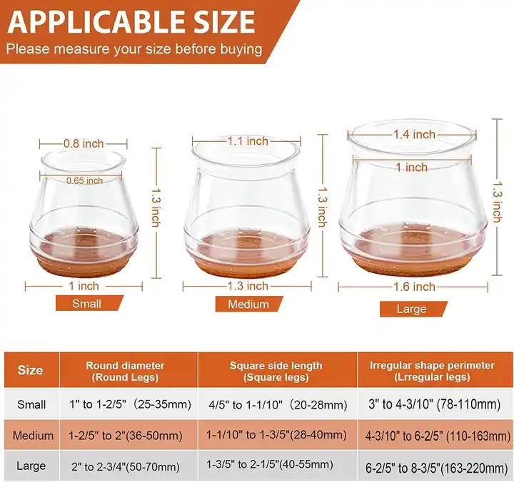 Silicone Chair Leg Floor Protectors With Felt Chair Leg Covers For Hardwood Floors