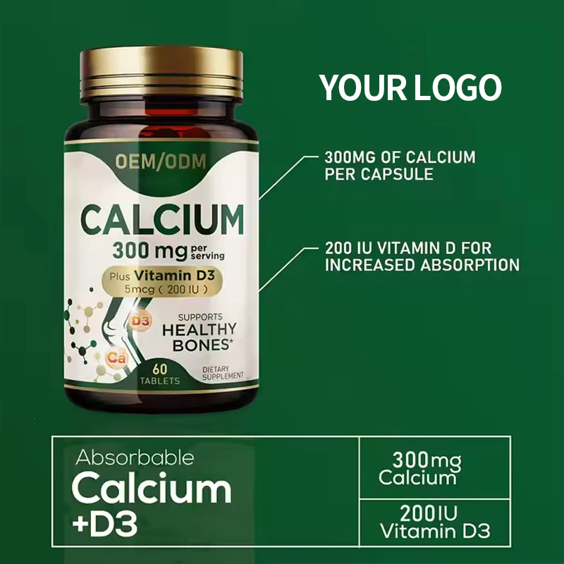 Non-GMO Gluten Free Promotes Healthy Bones Supports Nerve Muscle Function Highly Absorbable Form Calcium with Vitamin D3 Tablets