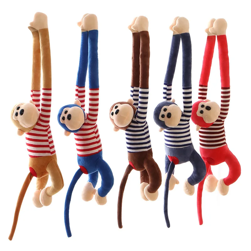 Cute Animal Striped Monkey Stuffed Plush Toys for Children Baby Soft Gibbon Sleep Pillow Dolls Wedding Curtain Accessories