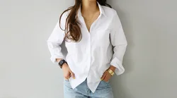 Stylish Women Long Shirt Autumn 2020 New Fashion White and Black Blouse Modern Lady Loose Long Sleeve Shirts