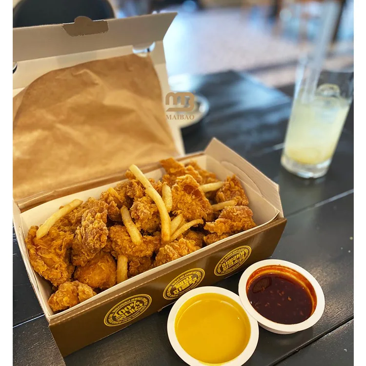 Takeaway Food Packaging Fried Chicken Chips Box Disposable Fries Burger Chicken Takeout Box Custom Fried Chicken Cardboard Boxes