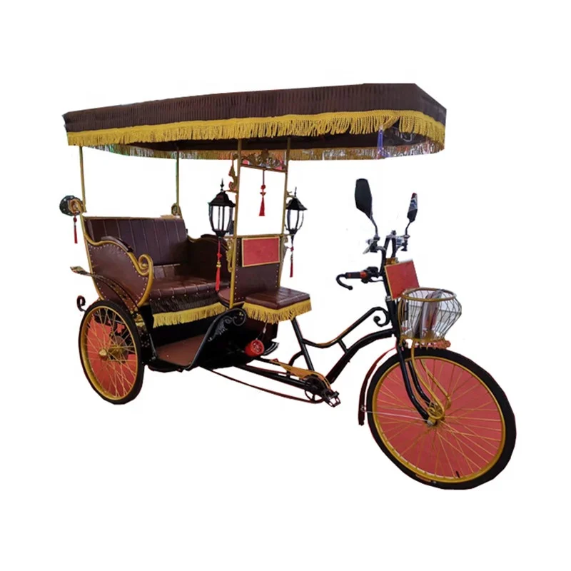 A three-person electric tricycle sightseeing bicycle is on sale