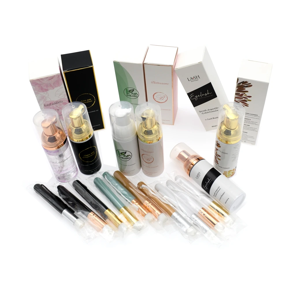 private label lash cleanser shampoo and brush for eyelash custom eyelash shampoo lash foam cleanser in korea gold lash cleanser