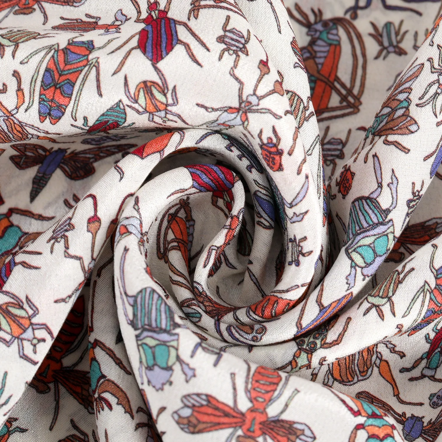 
100% mulberry silk crepe de chine digital printing fabric of insects pattern for dresses and blouses 