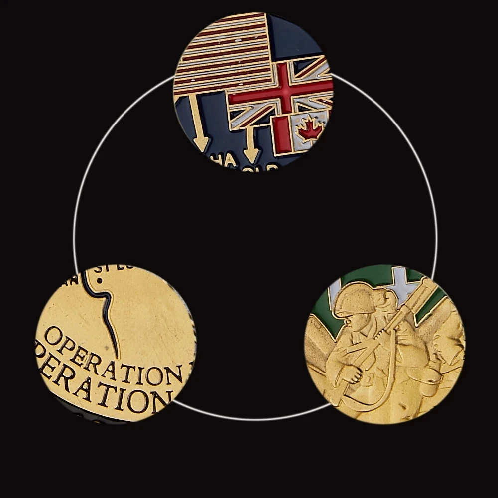 Metal Manufacturer Custom Anniversary France D-Day Normandy Gold Silver Plated Challenge Coin