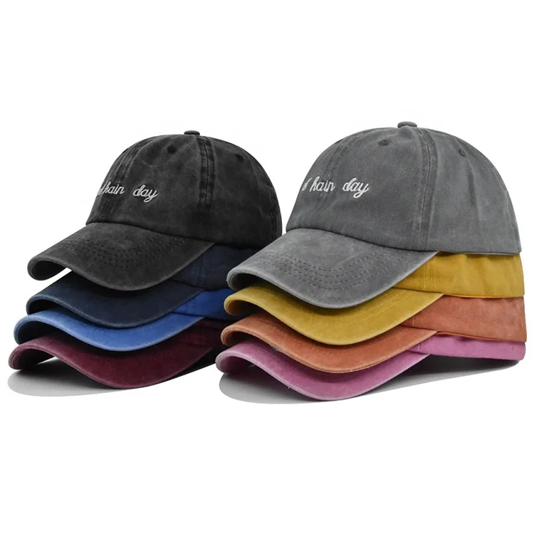 Customize Logo Sport Men 6 Panel Embroidered Baseball Cap Washed Cotton Dad Hat