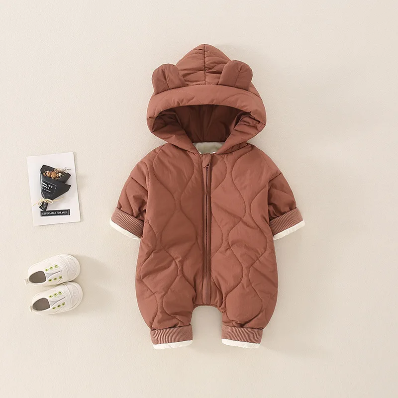 Newborn Girl Jumpsuit Hooded Winter Infant Overalls Baby Born Clothes Boys Warm Snowsuit Coat Kid Bear Romper Toddler Outerwear