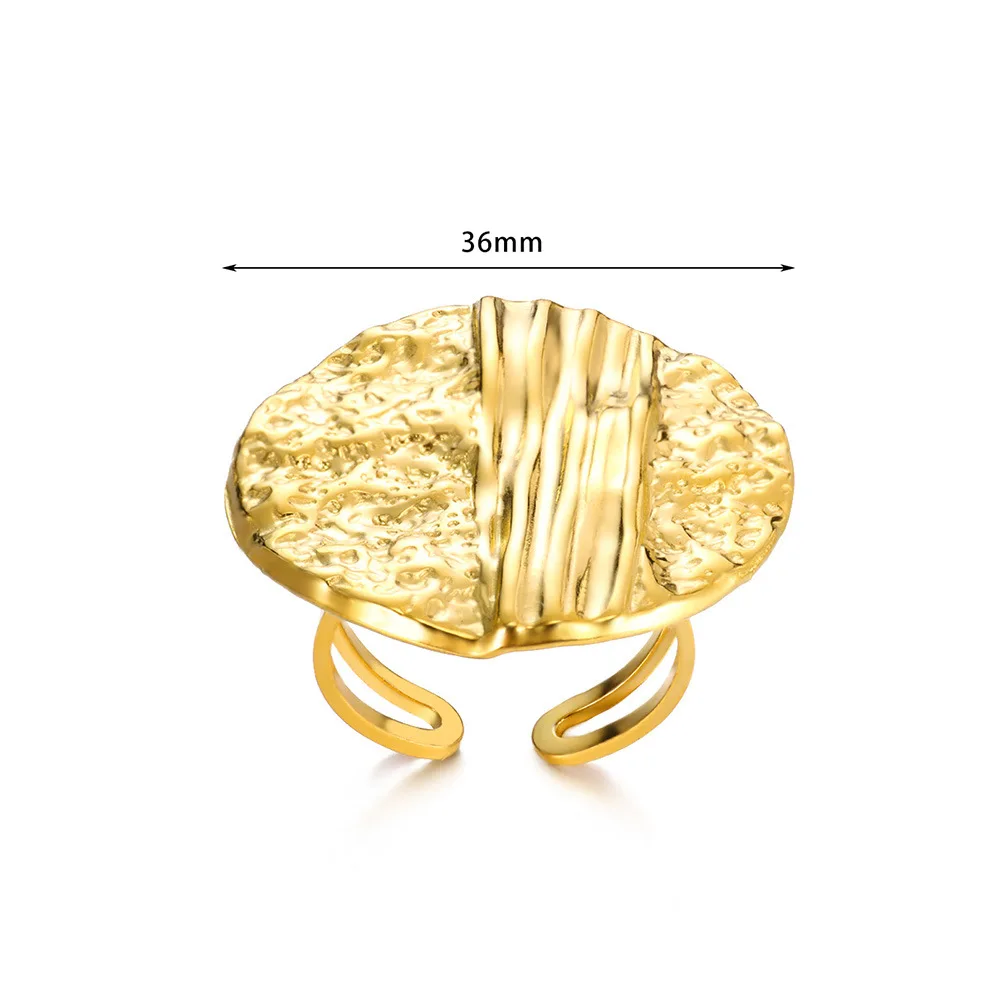 Fashion Wholesale Waterproof Stainless Steel Open Ring Gold Plated Stainless Steel Floral exaggerate rings for women