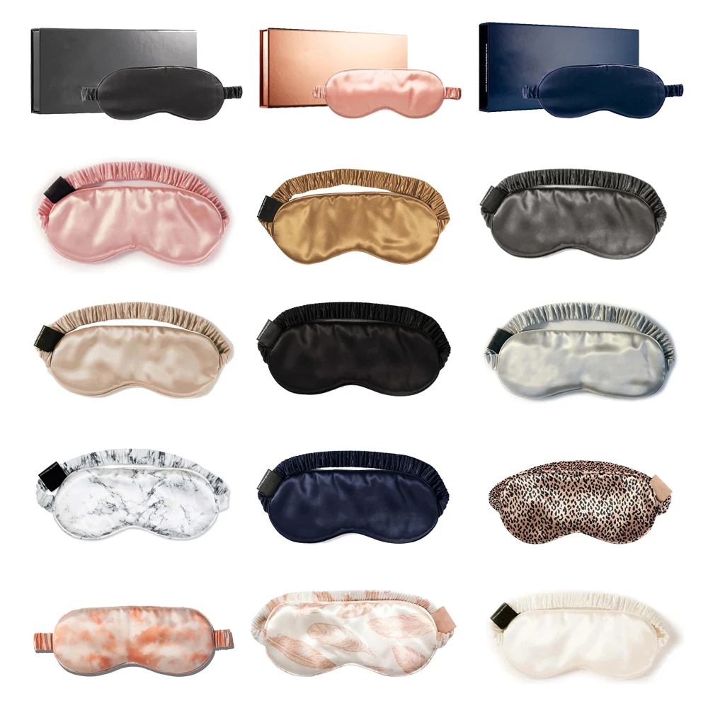 High Quality Gift Item 6A 100% Silk Sleeping Eye Mask Printed Mulberry Silk Eye Mask With Box