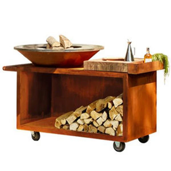 Corten Steel Free Standing Wood Burner Bbq Camping Grill Outdoor Garden Charcoal Barbecue Grill