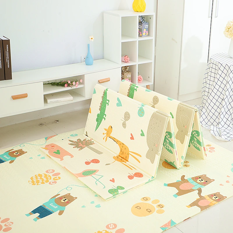 
Eco Friendly Non-Toxic Large Soft Waterproof Folding Baby Crawl Play Mat Double Side Colorful Cartoon Foldable Baby Play Mat 