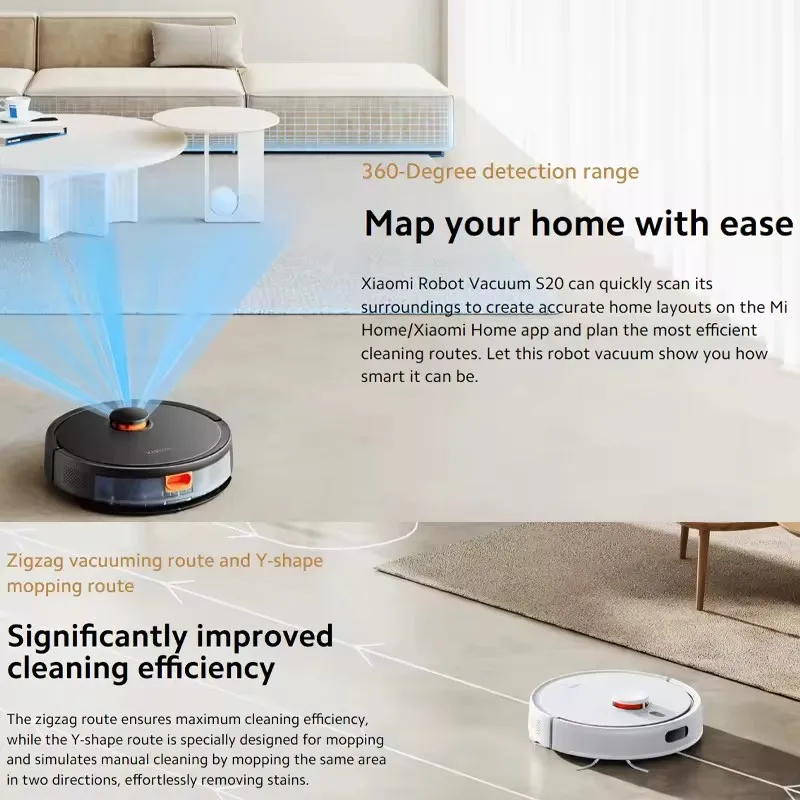 Original Xiaomi for Robot Vacuum S20 Robot Aspirapolvere Lavapavimenti Stazione Smart All-in-one 5000Pa Navigazione Laser