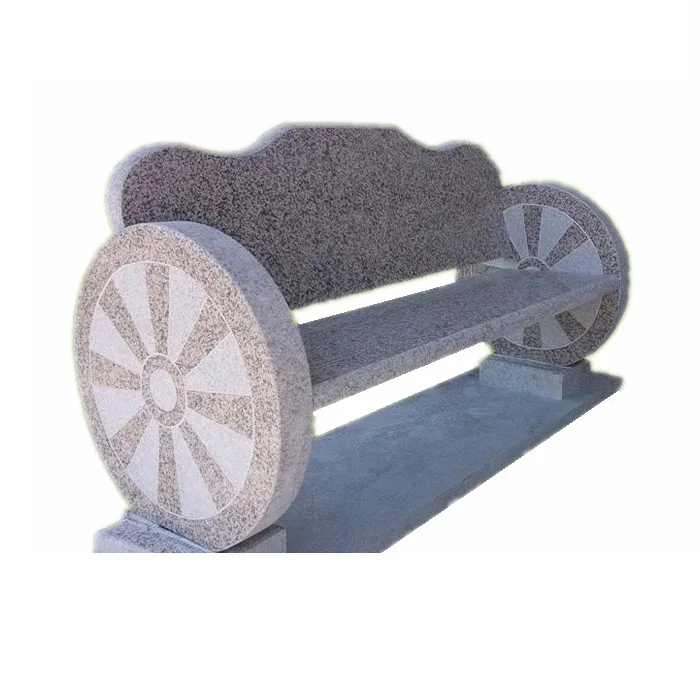 Modern Outdoor Garden Park Granite Stone Seat Wheel Benches With Backrest Design