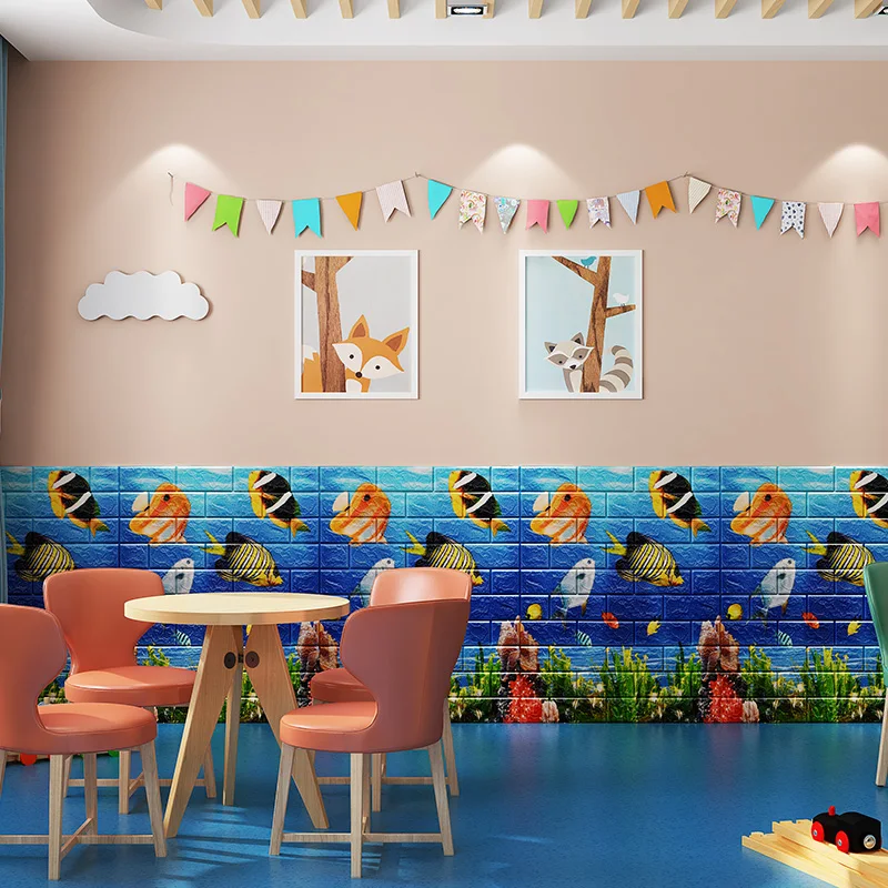 Large 3D Soft Tile Brick Wall Sticker Self-adhesive Waterproof Foam Panel for Kids Tile Brick Wall Sticker Waterproof Foam Panel