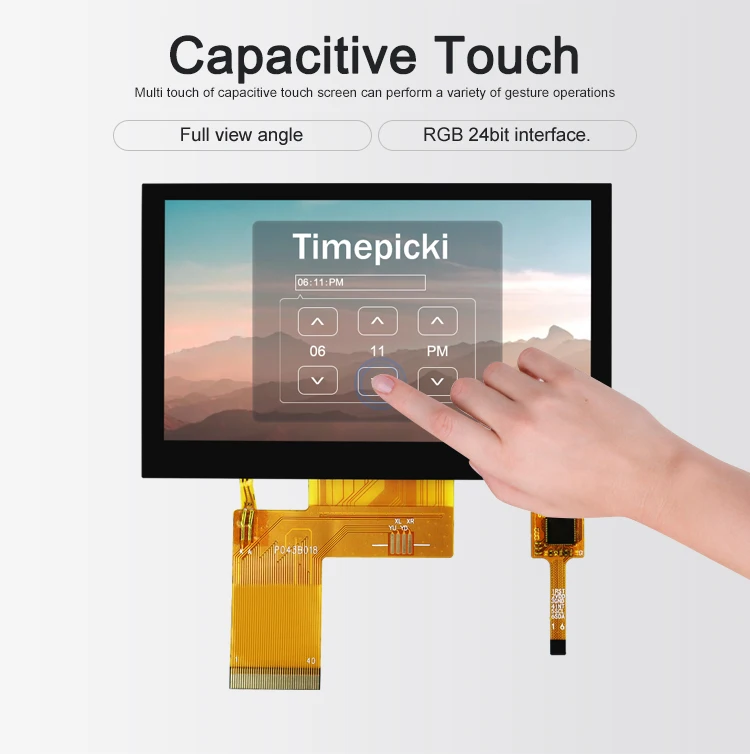 Polcd 4.3 inch LCD Module 800x480 RGB interface Normally Black CTP Touch Screen TFT LCD Displays