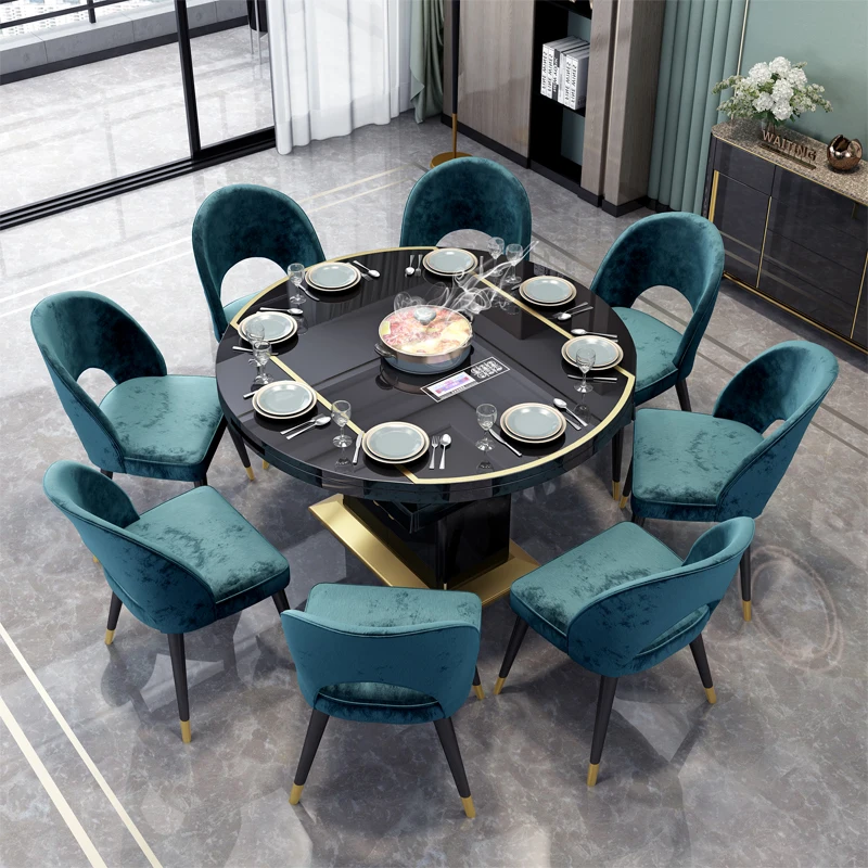 Home Furniture 6 Chair Set Modern Stainless Steel Designs Dining Table