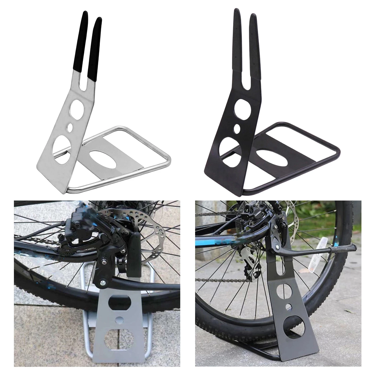 Solid Bicycle Parking Rack Floor Type Hub Mounted Floor Parking Stand for Mountain Road Bike Indoor Outdoor Bicycle Storage