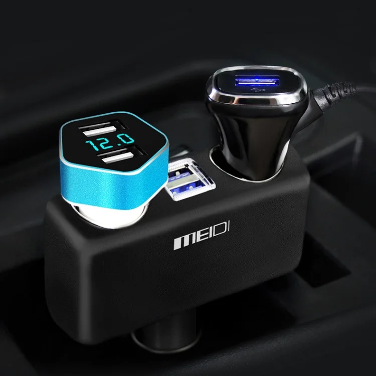 Manufactory Wholesale 12v/24v Car Cigarette Lighter Socket Splitter Charger Power Adapter USB Port with LED Light