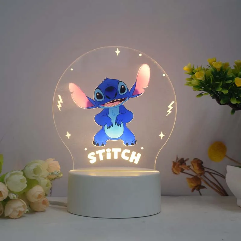 2023 New Product Stitch Comic Animation Anime 3D Acrylic Lamp Led Table Night Light Lighting Gift Set for Baby Kids Children