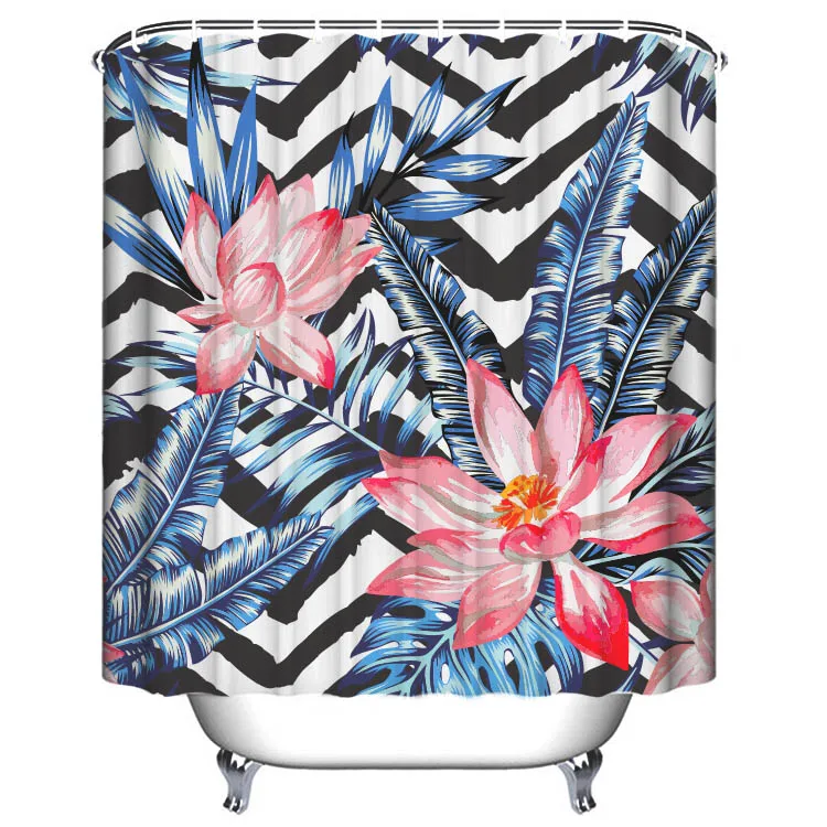 Buti designer boho geometric cotton polyester fabric shower curtain