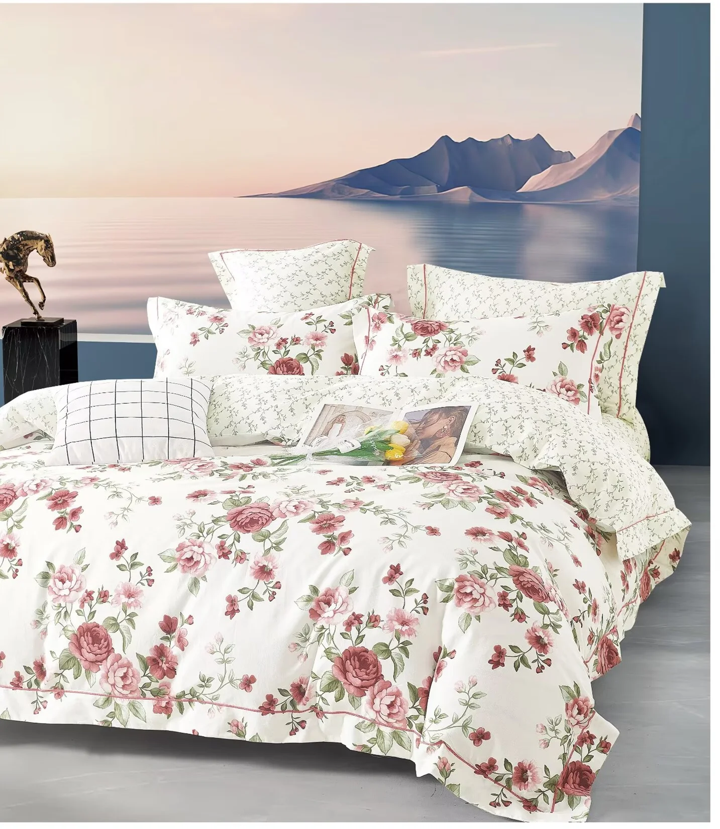 Floral Comforter set customized duvet Cover sheet set Bedding Set cotton Print Microfiber Bedcovern Resistant new design