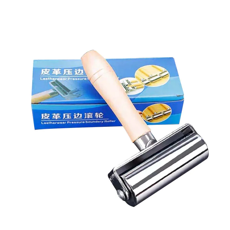 Wooden Leather Press Handmade Creaser Tool DIY Edger Trimming Compactor Edge Roller Wheel