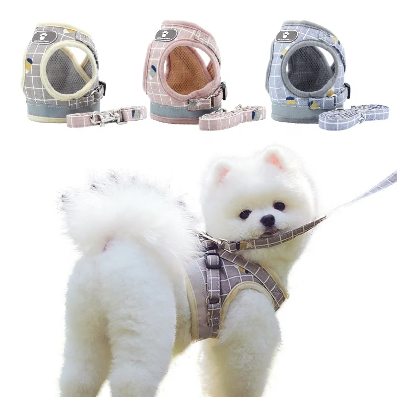 
Breathable Small Dog Pet Harness and Leash Set Puppy Cat Vest Harness Collar For Chihuahua Pug Bulldog Cat arnes perro 
