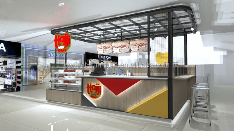 Attractive Bakery Kiosk Cake Kiosk Food Counter with Professional 3d Design
