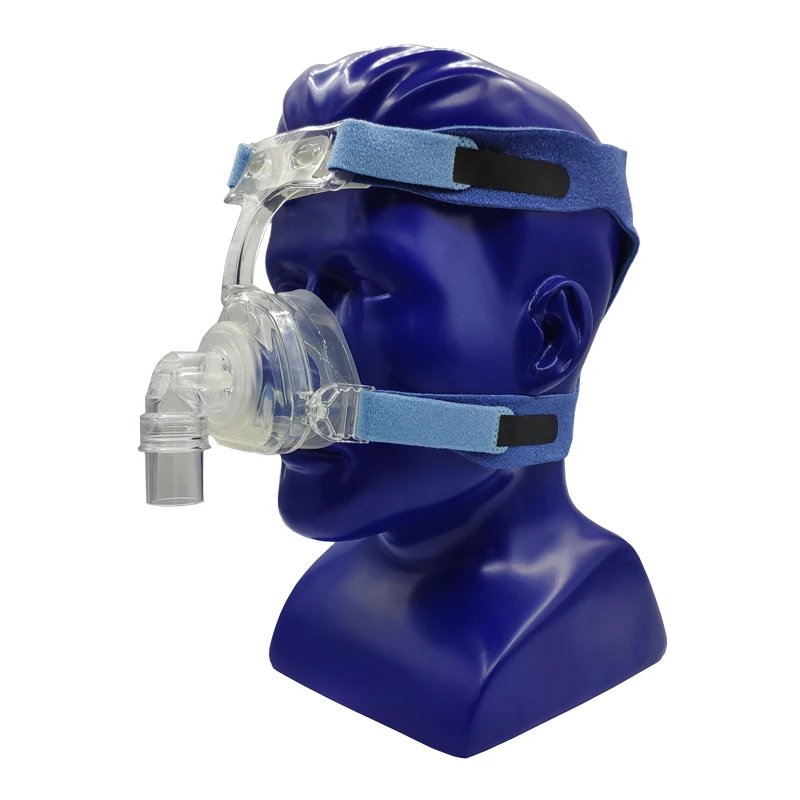 
NA-01A Silicone CPAP Nasal face shield for BMC Resmed Respironics OSHAS CPAP machine with blue cpap headgear straps 